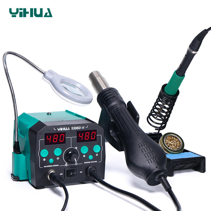 محطة لحام YIHUA 938BD-III بقوة - مراجعة Hot Air Rework Station T12 وسعره